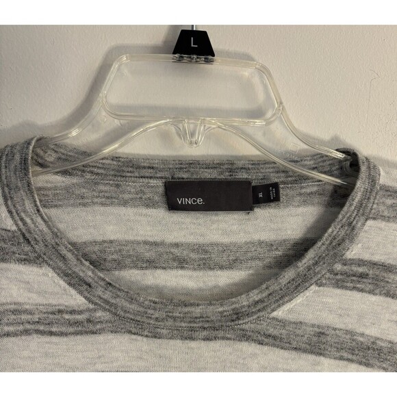VINCE Jaspe Gray Striped Crewneck Sweater Mens XL Lightweight Long Sleeve Casual - Picture 6 of 9